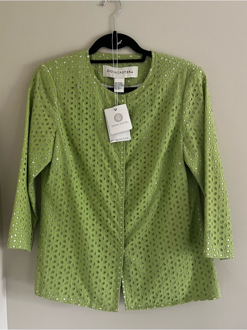 Women's Doncaster Lime Green Eyelet Openwork Jacket Size: 6 MSRP: $295